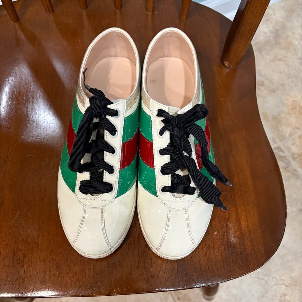 MOVING SALE! Lightly Worn Gucci Falacer Patent Leather Sneakers Size 38